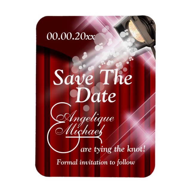 Hollywood wedding "save the date" CUSTOM red Magnet (Vertical)