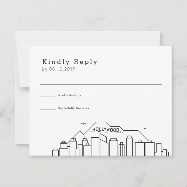 Hollywood Wedding | Stylised Skyline RSVP (Front)