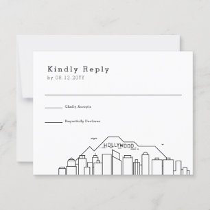 Hollywood Wedding   Stylised Skyline RSVP Card