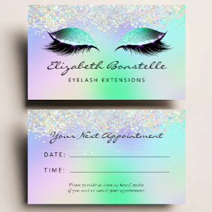 Holo Glitter Eyes Green Purple Appointment Business Card