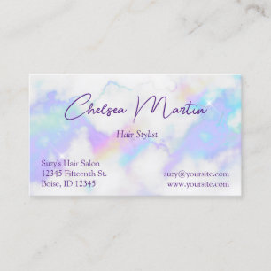 Holo Marble Glam Handwritten Signature Script Business Card