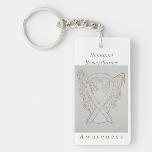 Holocaust Remembrance Awareness Ribbon Keychain (Front)