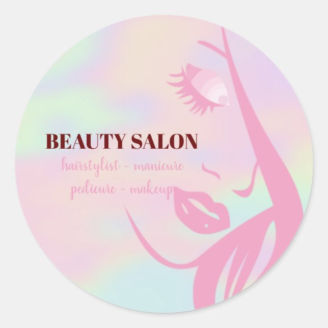 Hologram Beauty Salon Classic Round Sticker (Front)