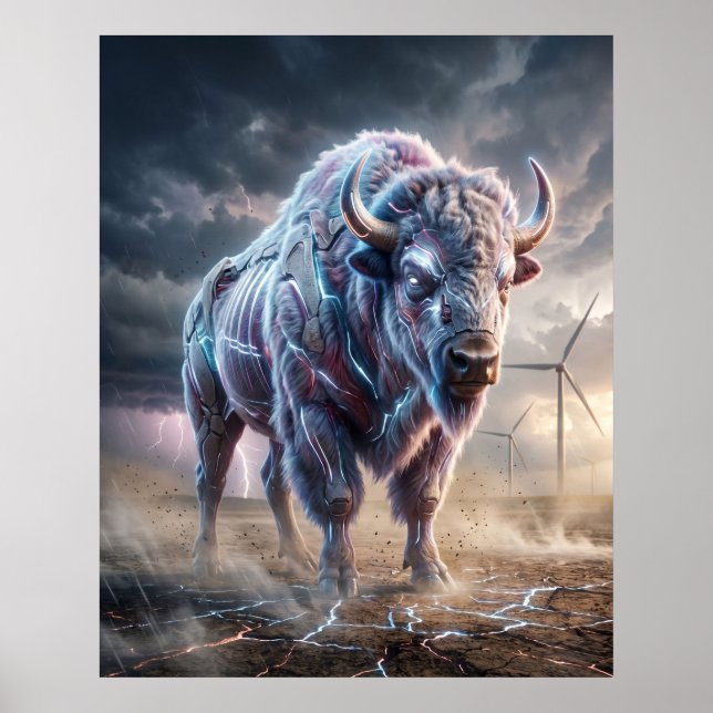 Hologram Bison Storm Plains Poster (Front)