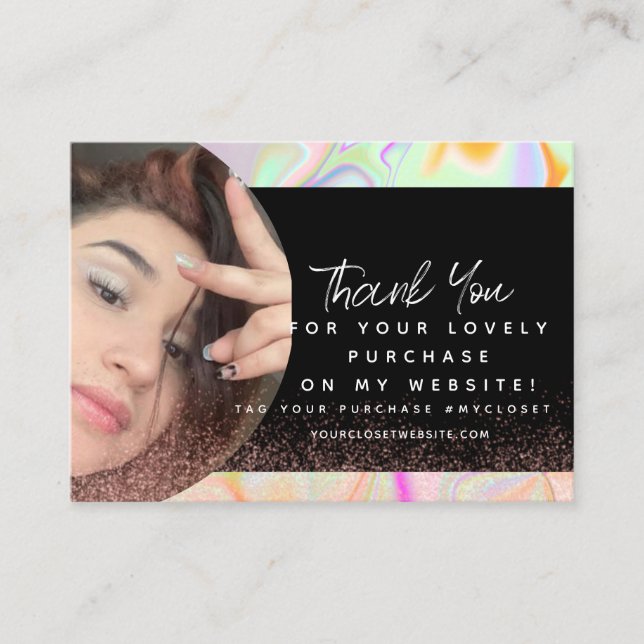Hologram Boutique Beauty Business Thank You Business Card (Front)