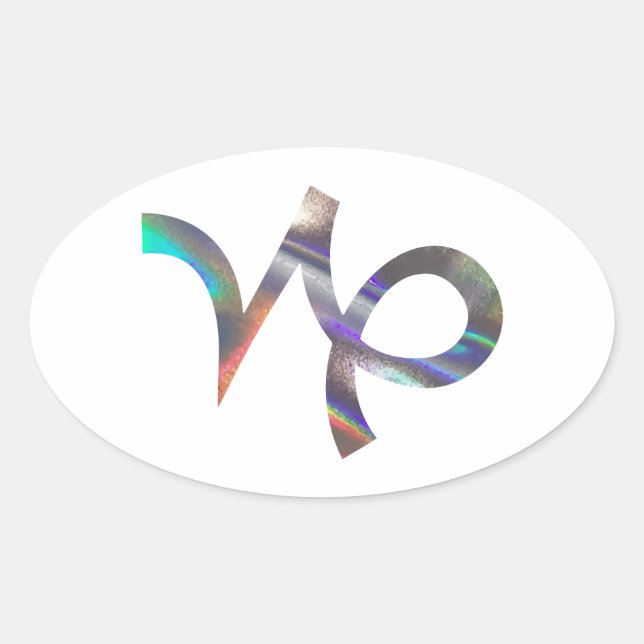 hologram Capricorn Oval Sticker (Front)