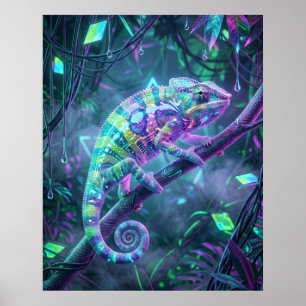 Hologram Chameleon Data Vine Poster