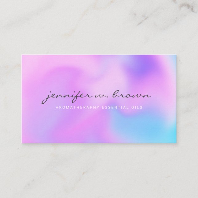 hologram COLORFUL purple Essential Oils Business Card (Front)