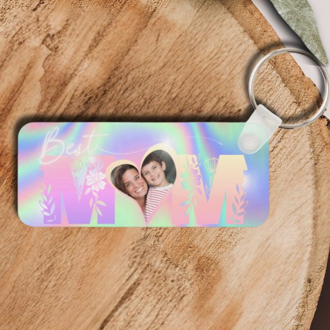 Hologram Custom Photo Best Mum Metal Keychain (Creator Uploaded)