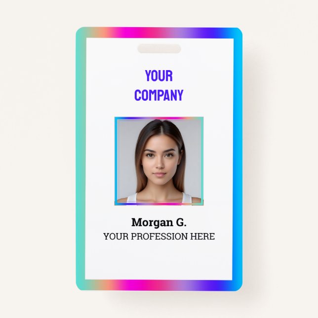 Hologram Custom Photo Name ID Badge (Front)