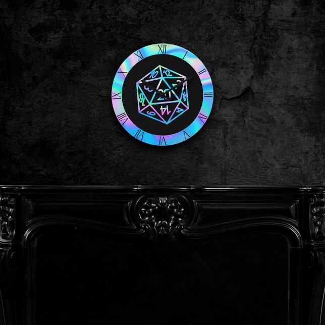 Hologram D20 Crit | PnP Tabletop Gamer Dice Round Clock (Creator Uploaded)
