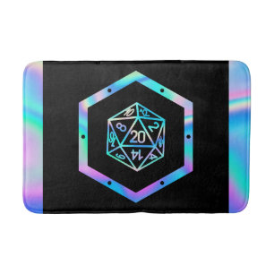 Hologram D20 Pattern   PnP Tabletop Gamer Dice Bath Mat