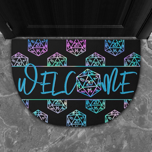 Hologram D20 Pattern | PnP Tabletop Gamer Welcome Doormat (Creator Uploaded)