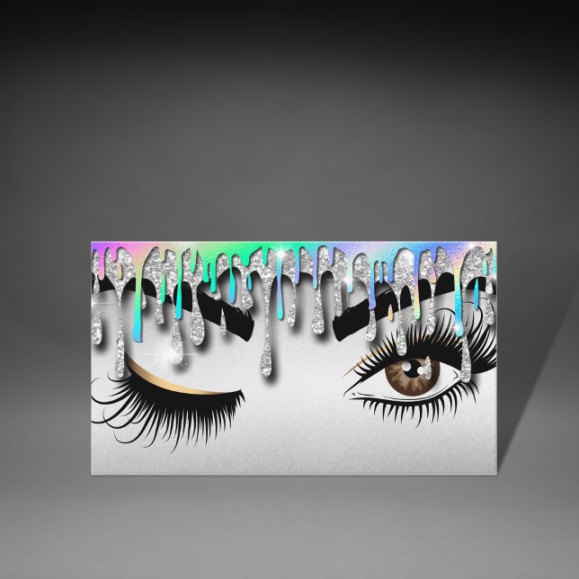 Hologram Dripping Gold Makeup artist Wink Eye Lash Business Card (Creator Uploaded)