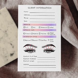 Hologram Eyelash Extension Client Record Map Business Card