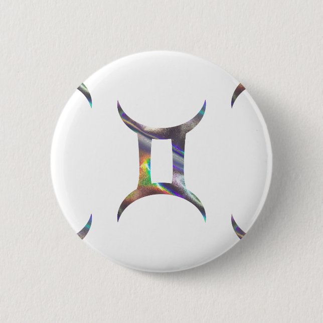 hologram Gemini 6 Cm Round Badge (Front)