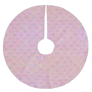 Hologram Holograph Glitter Crown Pink Swirl Marble Brushed Polyester Tree Skirt