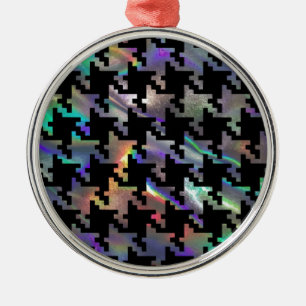 hologram houndstooth metal ornament