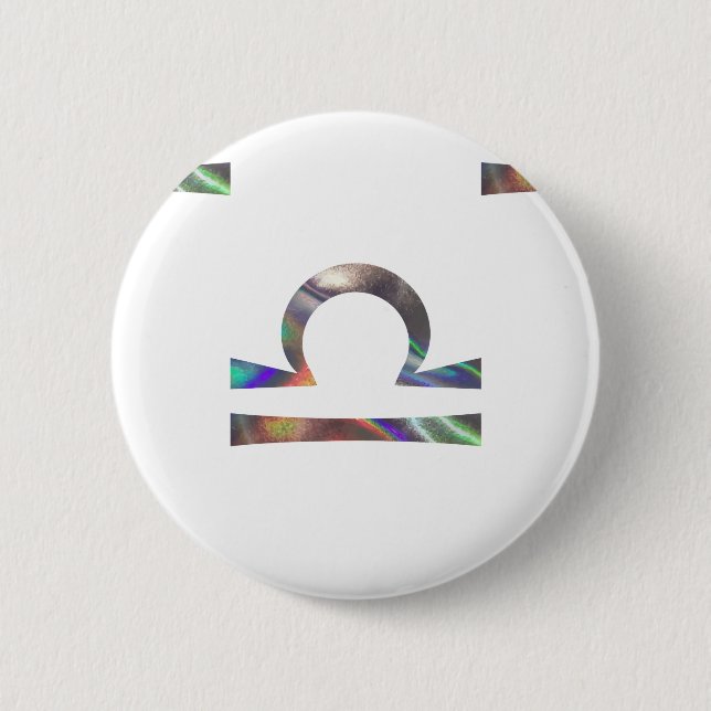 hologram Libra 6 Cm Round Badge (Front)