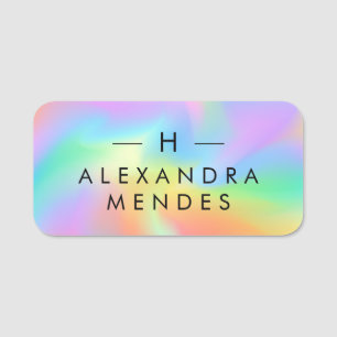 Hologram Modern Style Monogram, Minimalist Elegant Name Tag