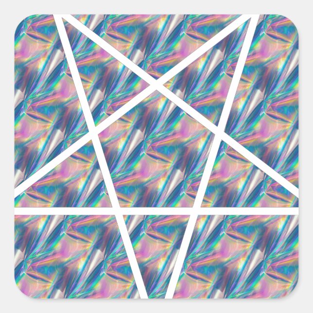hologram pentagram square sticker (Front)
