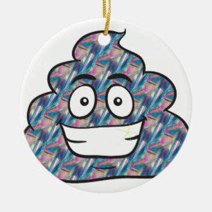 hologram poop emoji ceramic tree decoration