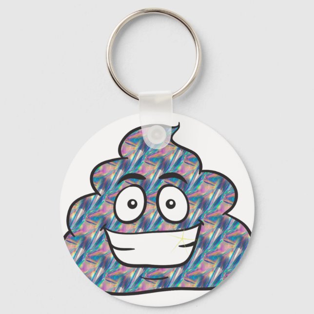 hologram poop emoji key ring (Front)