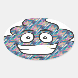 hologram poop emoji oval sticker