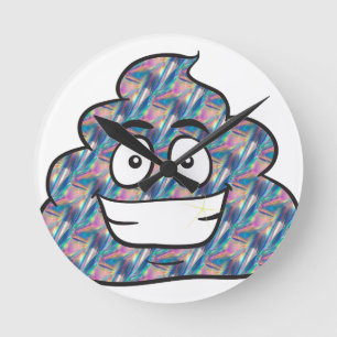 hologram poop emoji round clock