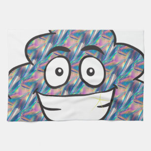 hologram poop emoji tea towel