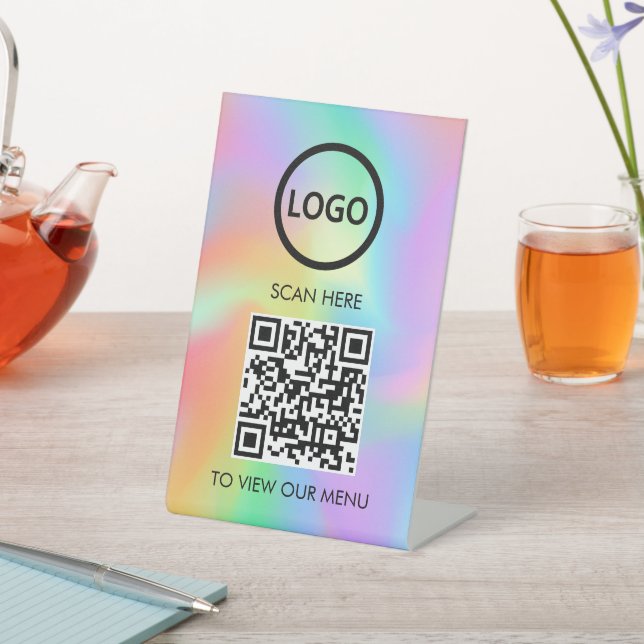 Hologram Professional QR Code Menu Pedestal Sign (In SItu)