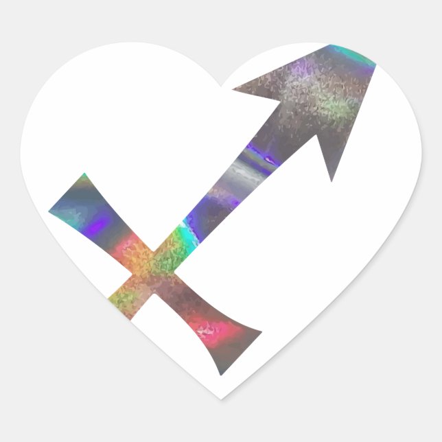 hologram Sagittarius Heart Sticker (Front)