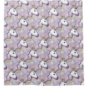 hologram unicorn emoji bathroom shower curtain