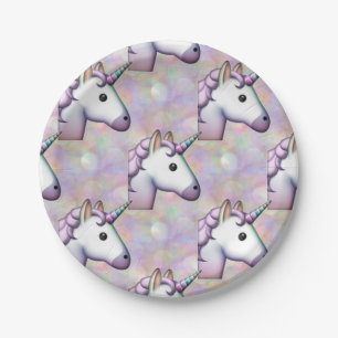 hologram unicorn emoji paper plates