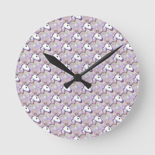 hologram unicorn emoji round clock (Front)