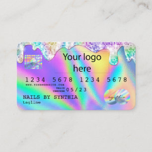 Holograph Credit Card Nail Tech ADD LOGO