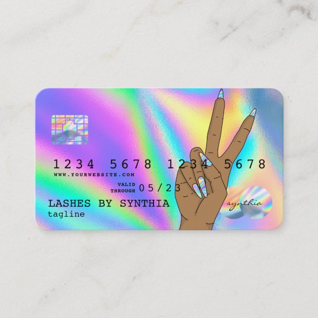 Holograph  Credit Card Nail Tech add logo (Front)