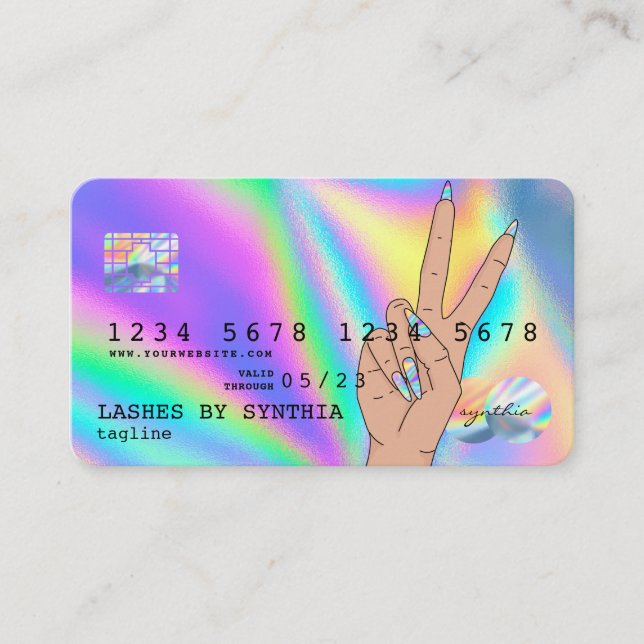 Holograph  Credit Card Nail Tech add logo (Front)