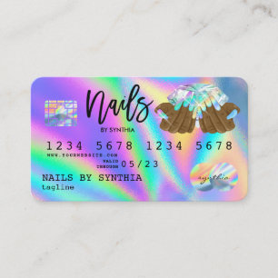Holograph Credit Card Nail Tech manicure