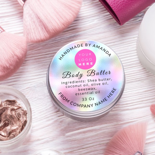 Holograph Custom Logo Name Body Butter Cosmetics Classic Round Sticker (Holograph Custom Logo Name Body Butter Cosmetics Classic Round Sticker)