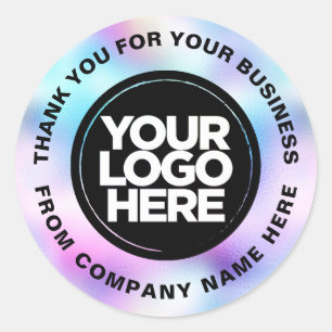 Holograph Custom Logo Name Web Thank You Classic Round Sticker