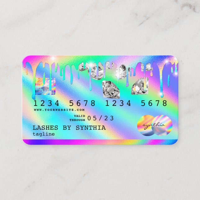 Holograph  Drips Diamonds Modern Credit Card (Front)