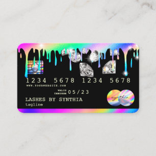 Holograph Drips Diamonds Modern Credit Card