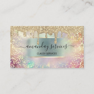 Holograph Drips Rose Makeup Lashes Nails Hair Business Card