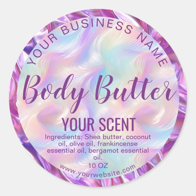 holograph foil product label body butter (Front)