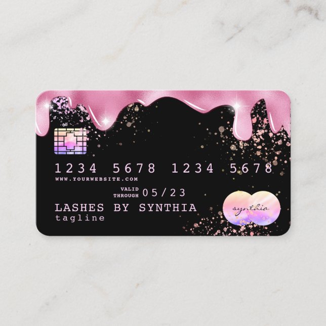 Holograph  Foil Splash Credit Card modern girly (Front)