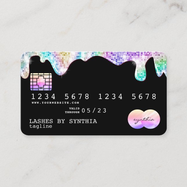 Holograph gold glitter disco Modern Credit Card (Front)