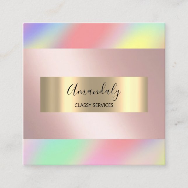 Holograph Gold Makeup ARTIST  Event Planner Square Business Card (Front)