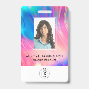 Holograph ID Card Modern Employee Photo Logo QR Badge