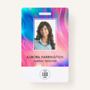 Holograph ID Card Modern Employee Photo Logo QR ID Badge